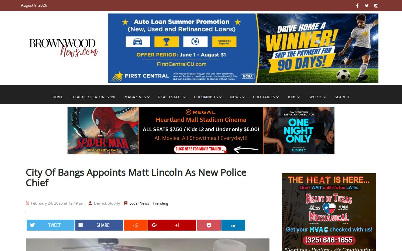 Bangs Police leadership and criminal records administration