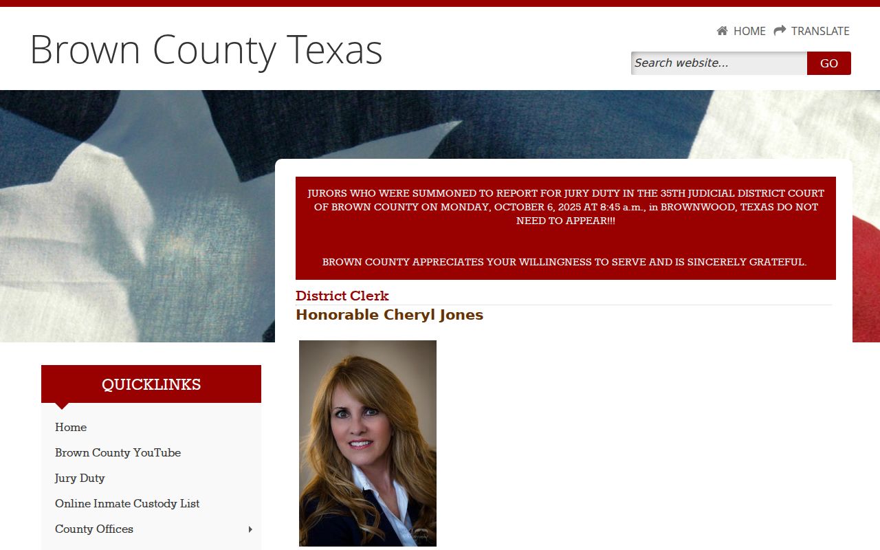 Brown County criminal court case District Clerk records